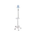 I.v. Infusie Stand op 5 Wielen Trolley met Handvat en Plank - S/S - 4 Haken - Belasting 20 kg